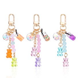 Giantree 3Pcs Gummy Bear Key Chain, Cute Resin Macaron Bear Keychains, Candy Pendants, Key Ring Accessories, Keychains Car BagKeys Pendant Keyring Jewelry for Girls Women