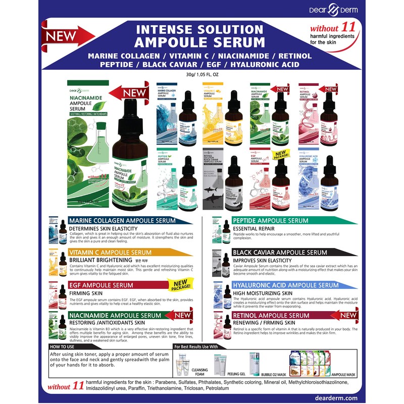 Dearderm Marine Collagen Intense Solution Ampoule Serum, 1.05 Fluid Ounce