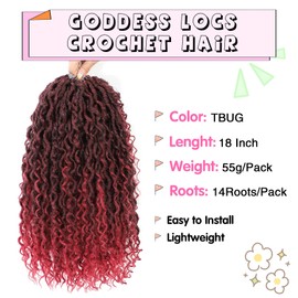 Fulcrum Goddess Locs Crochet Hair 18 Inch, 8 Packs New Faux Locs Crochet Hair for Black Women, Crochet locs with Curly Ends (18Inch (Pack of 8), TBUG#)