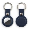 AirTag Case Leather Navy Navy Blue Key Holder Round Carabiner