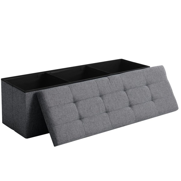 CUYOCA 45.3 Inches Storage Ottoman Bench Foldable Seat Footrest Shoe