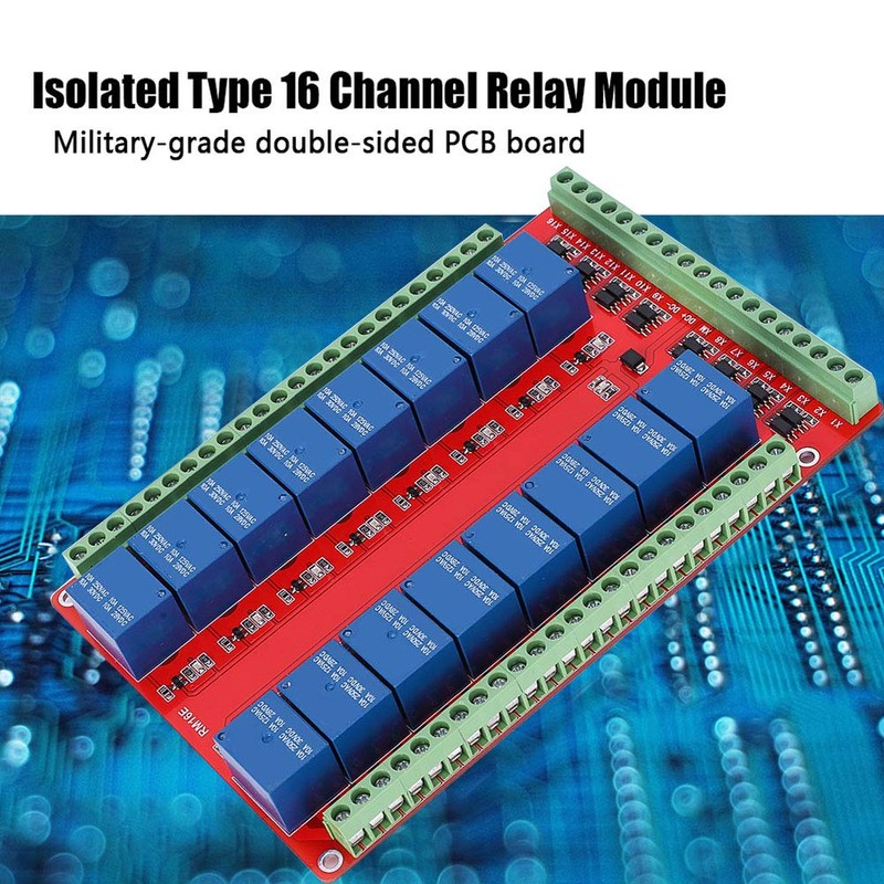 DC 24V 16-Channel Relay Module Insulated Interface Card with High/Low
