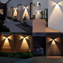 Solar Fence Lights Outdoor,7 Colors 3-Side Glowing Fence Solar Lights Outdoor IP45 Waterproof Solar Powered Wall Lights for Outside Garden Backyard Patio Deck Fence Stair Step Railing Pathway 2Pack