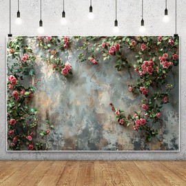 YongFoto Elegant Retro Bloom Flower Wall Backdrop 10x8ft Spring Green Plant Climbing Vines Floral Photography Background Bridal Shower Wedding Party Banner Room Decor Portraits Photoshoot Wallpaper