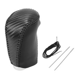 HEROFFIX Gear Shift Knob Cover Stick Shifting Handle Protector for Nissan Rogue Sport 2017-2022 Black Carbon Fiber Black Faux Leather 1 Pc Anti-Slip Car
