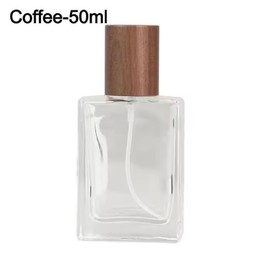 SCOLAND 30/50ml Perfume Bottle Glass Refillable Perfume Atomizer Bottle with Beech Lid Large Capacity Cosmetic Container Travel (Coffee-50ml)