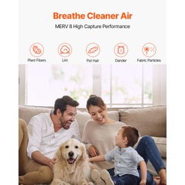 VEVOR 20x25x1 inch Electrostatic Air Filter, AC/HVAC Furnace Filter Washable & Reusable Aluminum, MERV 8 Long Lifetime, Home or Office (Actual Size: 19.75 x 24.65 x 0.82 in)