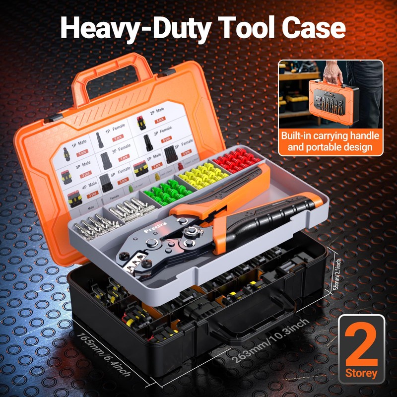 Ratchet Crimping Tool Kit with Crimper,18–14 AWG Wire Crimper, IP67