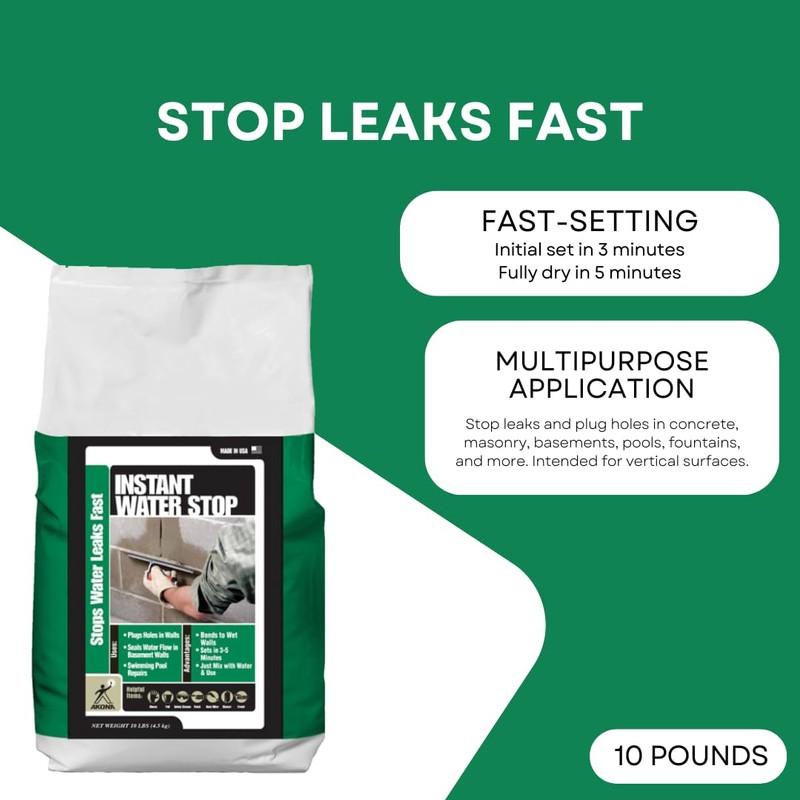 Akona Instant Water Stop for Concrete & Masonry - Stop