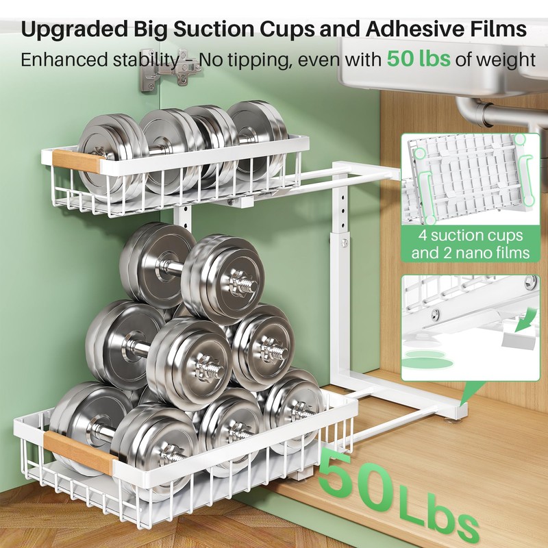 Kitstorack Under Sink Organizer, 2 Tier Under the Sink Storage,