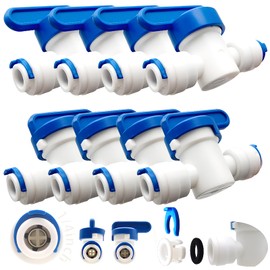 CESFONJER 1/4" OD Quick Connect/Shutoff Valve/Isolation Valve,1/4" Refrigerator Freezer/Reverse Osmosis Water Filter System Water Pipe Tubes (8pcs)