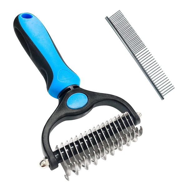Shudyear Dog Grooming Brush and Metal Comb, Pet Grooming Brush,