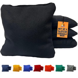 Cornhole365 All Weather Cornhole Bags - 6"x6" Premium Plastic Pellet Resin-Filled, Weather-Resistant, Solid Color Duck Cloth Cornhole Bean Bags - Professional Cornhole Bags Set of 4 (Storm Black)
