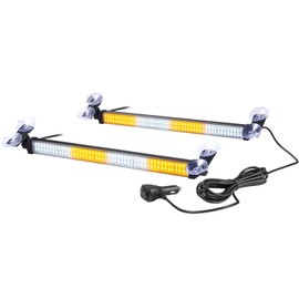 WOWTOU 2 in 1 192-LED Amber White Emergency Strobe Light Bar for Trucks Snow Plows Construction Vehicles Safety Warning, Car Windshield Rear Window Directional Flashing