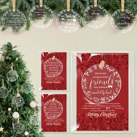 Barydat 8 Sets Christmas Friends Gifts Acrylic Christmas Tree Ornaments Soul Sister Bestie Ornament Just Best Friendship Gifts for Women Family Friend Female Decorations Xmas Tree New Year Gift