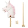 HollyHOME Plush Unicorn Stick Horse with Wood Wheels Real Pony