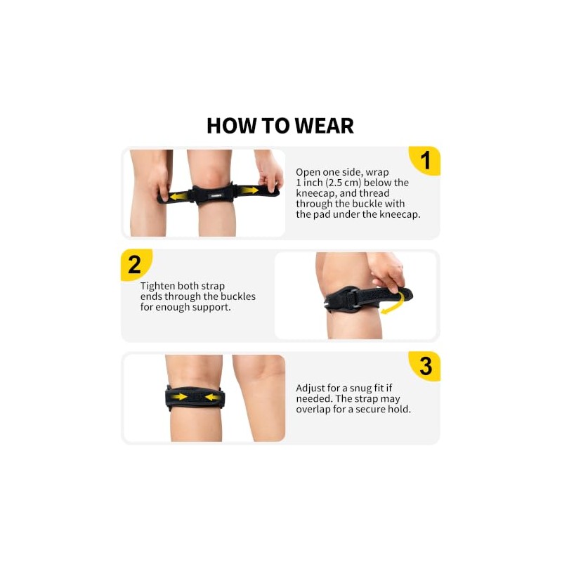 CAMBIVO 2 Pack Patella Tendon Knee Strap for Meniscus Tear