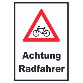 HB-Druck Achtung Radfahrer Bicycles Sign A4 (210 x 297 mm)