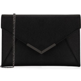 Dexmay Women Envelope Clutch Handbag Medium Saffiano Leather Foldover Clutch Purse Black