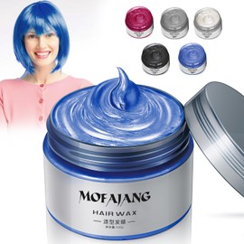 Cera Temporal para Color de Cabello,Cera para el Cabello Natural,Cera para el Cabello de Color Unisex,Tinte Desechable, Fácil de Limpiar para Peinado Diario, Fiestas, Cosplay (Azul)