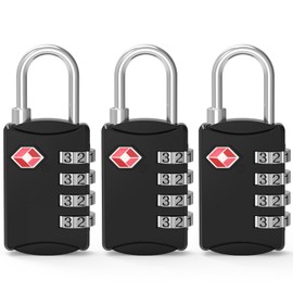 Diyife TSA Luggage Locks, 3 Pieces 4-Digit Combination Locks, Code Lock, High Strength Zinc Alloy Security Lock for Travel Suitcase, Backpack, Black