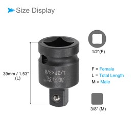 CoCud Socket Reducer 12.7mm Female to 9.525mm Male CR-MO Steel Impact Driver & Wrench Conversion Tool for Mechanical Equipment Repair 2pcs