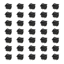 Rocker Switch, 2 Pin Switch, 0.8 x 0.6 inch (21 x 15 mm), Set of 35, Small Appliance Switches for SPST 100V, 250VAC/6A, 125VAC (Black)