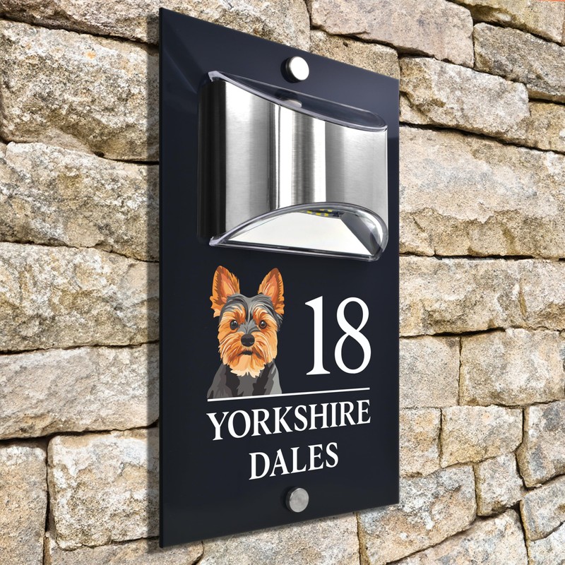 Custom Signs Solar Illuminated Modern Anthracite House Number Sign 24cm