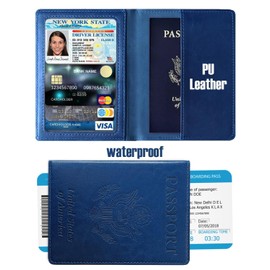 Sizobi Passport Holder for Travel Men, RFID Blocking Passport Covers Case Wallet Card Slot, International Travel Must Haves Travel Accessories for Women, Cruise Ship Essentials Travel Gifts, Navy Blue