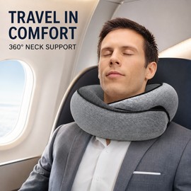 U-Shaped Memory Foam Travel Neck Pillow with Adjustable Velcro and Storage Bag