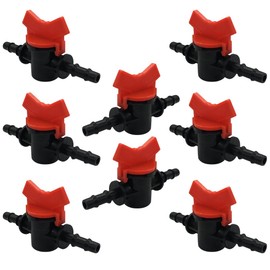 BesNPT 1/4" Drip Irrigation Valve Fits 1/4" Drip Tubing In-Line Shut Off Switch Barbed Valve for Garden Lawn Irrigation Sprinkler System (Pack of 8)