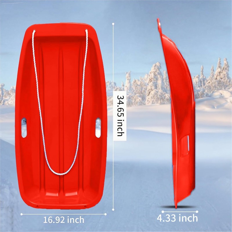 Sufcnire 3 Piece Plastic Sled Board, Winter Snow Sled with