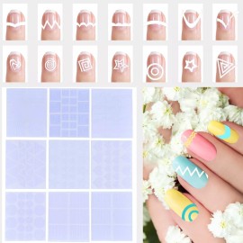 Eboot 1275 Pieces 49 Designs Nail Art Stencils French Tip Gu