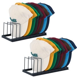 Hat Organizer for Baseball Caps, Hat Stand for 10 Baseball Caps Display and Organizer, Hat Rack, Caps Storage Holder for Bedroom, Closet, Dresser, Office - Easy to Install and Grab (Black)