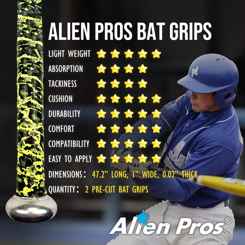 ALIEN PROS Bat Grip Tape for Baseball 0.5 MM (2