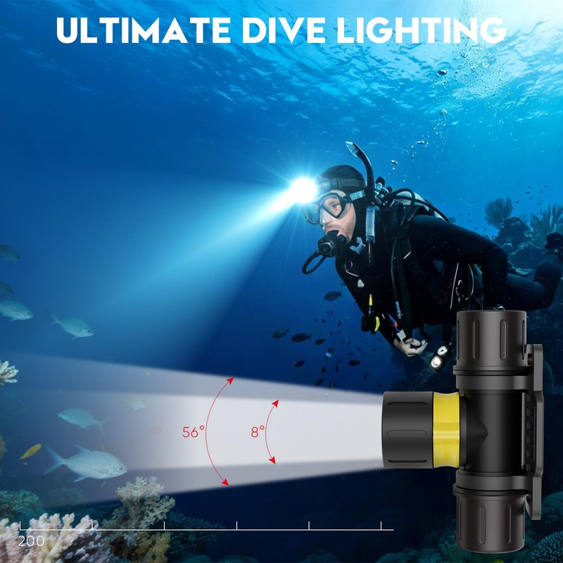 NAKCNM 3000LM IPX8 Waterproof Diving Flashlight Magnetic Rotary Switch