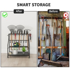 Big Lighting Deals Garden Tool Organizer for Garage, Garden Tool Rack, Up to 58 Long Handled Tools, Yard Tool Holder for Garage, Shed, Outdoor, Tool Stand, Garden Tool Rack