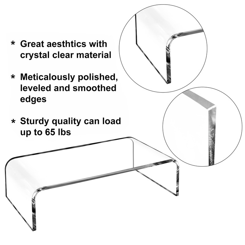 AMT Premium Acrylic Clear Monitor Stand Laptop/PC/Multimedia Monitor Riser for