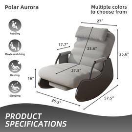 Polar Aurora Nursery Rocking Chairs with Soft Seat and Headrest,Corduroy Fabric Accent Chair with Side Pocket,Glider Rocking Chair for Bedroom/Living Room/Nursery(Beige/Brown)