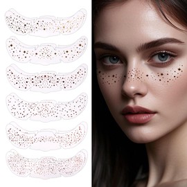 12pcs Holographic Colorful Glitter Face Tattoos Freckles, Sweatproof & Waterproof Sparkle Face Stickers Shiny Star Dot Design Festival Rave Makeup Accessories for Women