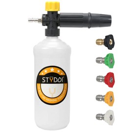 STYDDI Foam Cannon with 1/4" Quick Connector, Adjustable Car Foam Blaster Lance for Pressure Washer, 1Liter, with 5 Pressure Washer Tips