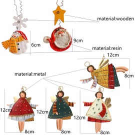 HERZONE Metal Christmas Tree Pendant Christmas Tree Pendant Christmas Angel Pendant Metal Snowman Pendant and Santa Claus Pendant Made of Resin (B)