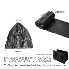 Yourkar Car Trash Can, Foldable Waterproof Leather Car Garbage Organizer Holder, Automotive Mini Dustbin Container with One Roll Trash Bag, Universal Interior Car Accessories (Trash Bag)