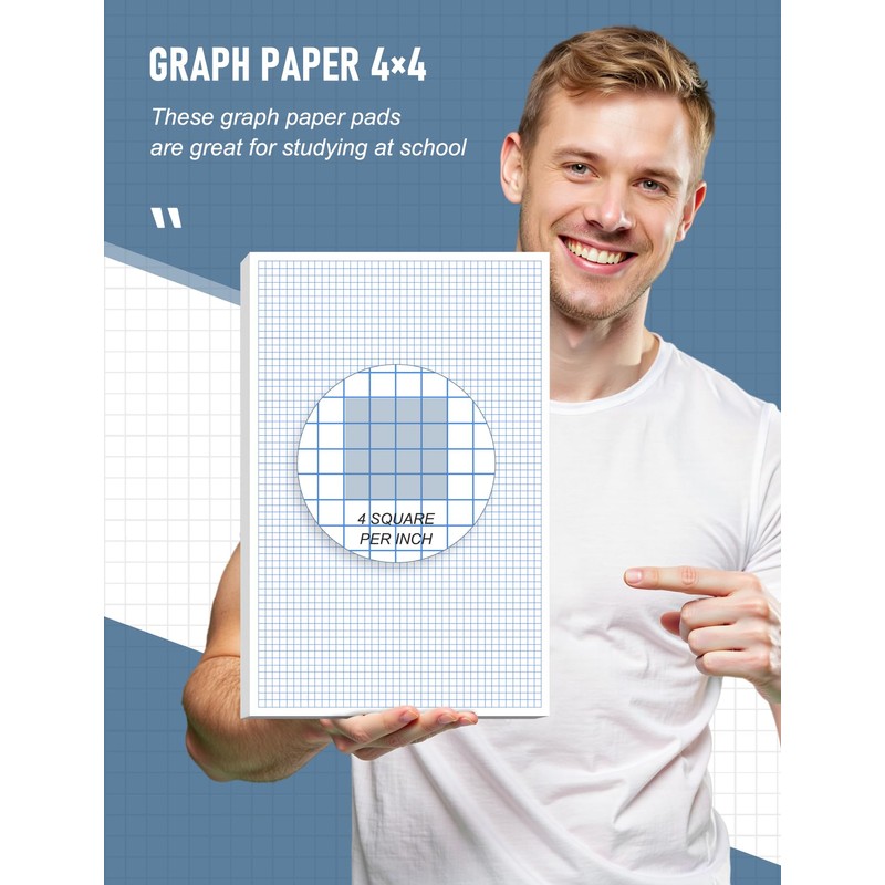 11x17 Large Graph Paper Pad, Top Glue Binding Grid Paper,