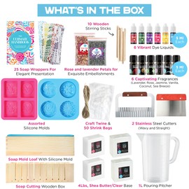 Soap Making Kit with Melt & Pour Base, Cutting Box, Molds, Fragrances - for Adults & Kids by Prime Creations.