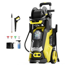 Electric Pressure Washer 5000PSI-Max 3.6GPM Power Washer Touch Screen Adjustable Pressure,4 Nozzles and 500ml Foam Cannon Power Washer Cleaning for Patio Yellow