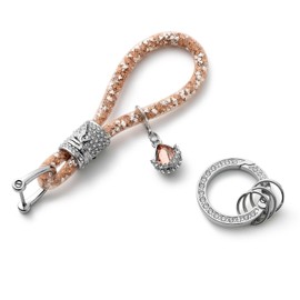 MORSUNBELA Key Ring with Glitter Rhinestone Car Key Ring Pendant Car Key Crystal Key Ring Women, champagne