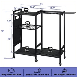 TC-HOMENY 16-Rod Fishing Rod Holder for Garage, Fishing Pole Rack Cart Fit All Fishing Rods, 3 Tier Fishing Tackle Storage Organizer Rack with Storage Bag, For Living Room