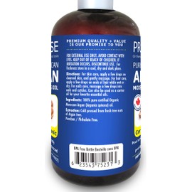 270ml (9oz) PURE MOROCCAN ARGAN Oil, Certified Organic, Cold Pressed + UV Protected, For Hair Skin and Nails, Made in Canada (270ml)