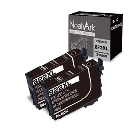 NoahArk 2 Packs 822XL Remanufactured Ink Cartridges Replacement for Epson 822 822XL T822 T822XL High Yield Ink for Workforce Pro WF-3820 WF-4820 WF-4830 WF-4833 WF-4834 Printer (2 Black)